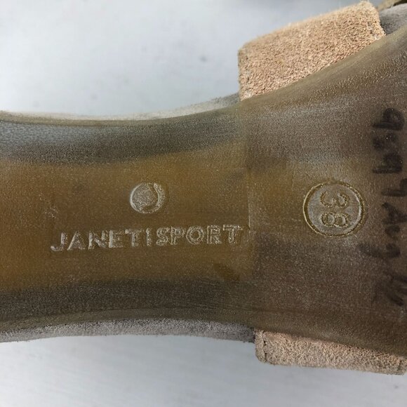 Janet Sport Women's Size 38 Brown Open Toe Studded Back Zip High Heel Sandals - Picture 11 of 13